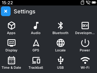 screenshot of settings app