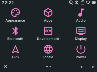 screenshot of settings app